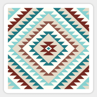 Aztec Motif Diamond Teals Creams Browns Sticker